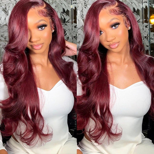 [New Year Sale] 28''= $179.99 Pre Cut & Pre Plucked & Bleached Knots Wear Go 13*4 Colored Lace Front Wigs 180% Density