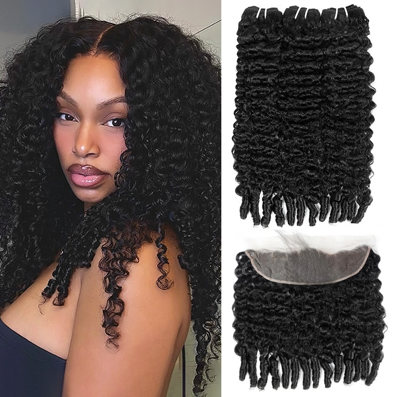 Allove Hair  12A Raw Brazilian Burmese Curly Hair Human Hair 3 Bundles With 13x4 Lace Front for Women - AlloveHair