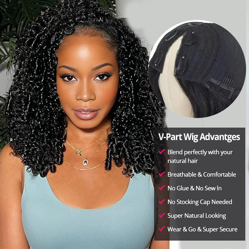 Burmese Curly V Part Wig Human Hair Ready To Wear Glueless Wig with Drawstring