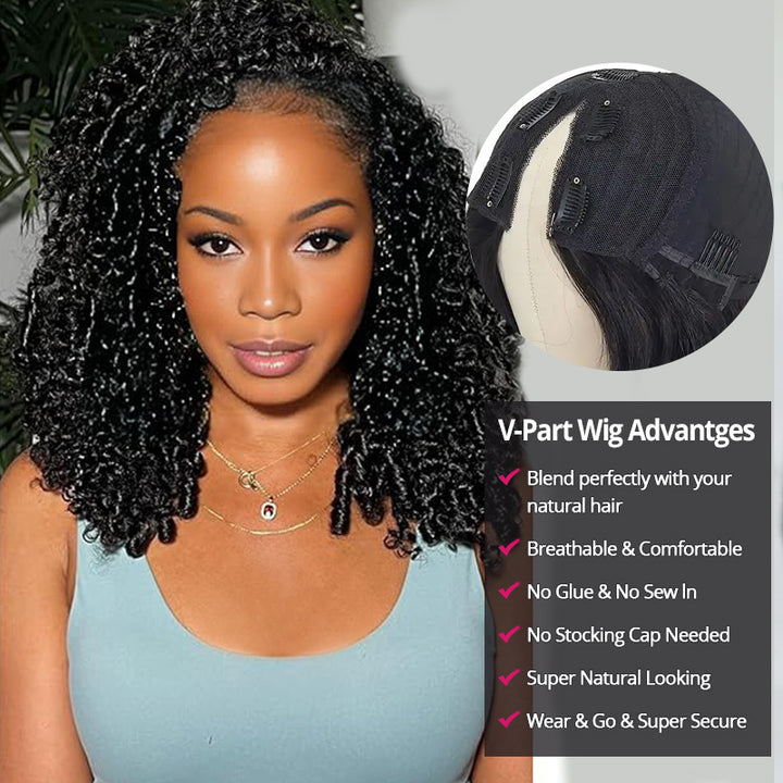 Burmese Curly V Part Wig Human Hair Ready To Wear Glueless Wig with Drawstring