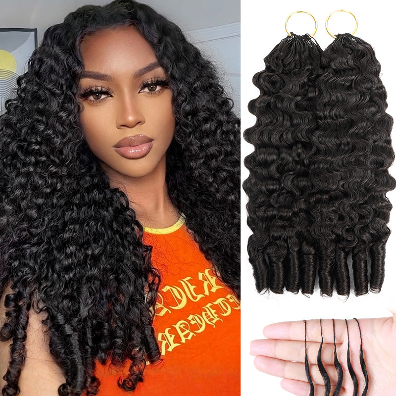Burmese Deep Curly Crochet Human Hair Miracle Knots Friendly for Boho Braids Salon-Quality Feather Crochet Human Hair Extensions - AlloveHair