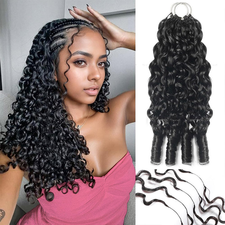 Burmese Curly Crochet Human Hair Natural Black Machine Made Feather Crochet Human Hair Extension 60G/Pcs - AlloveHair