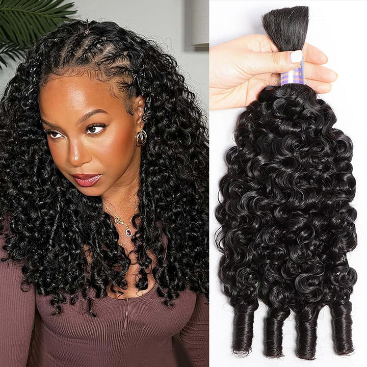 Bulk Hair For Braiding Burmese Curly Human Hair Extensions For Boho Braids 30 Inch Raw Human Hair Bundles No Weft - AlloveHair