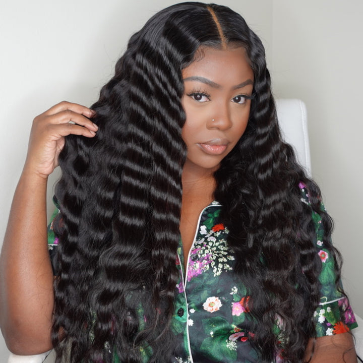 Loose Deep Wave 13*4 HD Lace Frontal Glueless Wigs Natural Hairline
