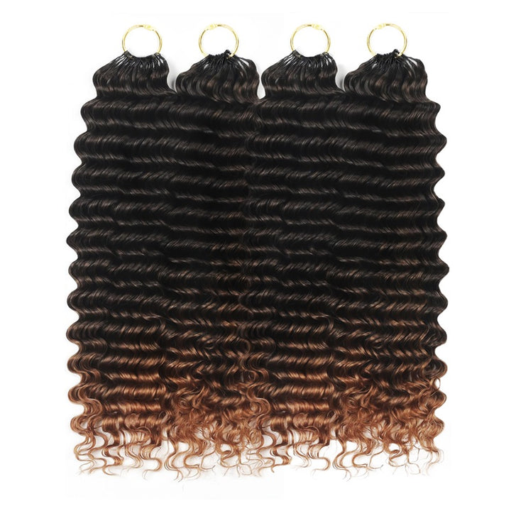 Feather Crochet Human Hair Burmese Curly with Spiral Ends Boho Braiding Hair For Miracle Knots 1B/4/30 Ombre Color - AlloveHair