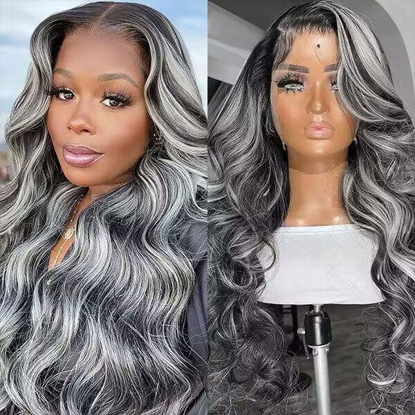 13x4 Body Wave Hair Lace Front Wig Platinum Blonde Highlight Wigs