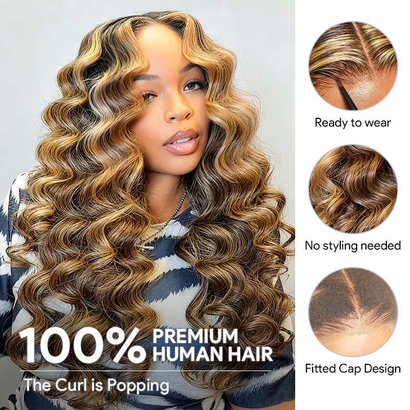 30 Inch Brown Balayage Loose Deep Wave Glueless 13x4 13x6 Lace Front Wig Virgin Human Hair 200% Density Colored Wigs