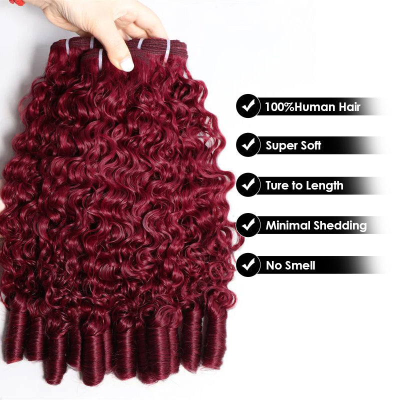 Allove Hair 99J Burgundy Color Burmese Curly Hair Bundles 12A Raw Virgin Human Hair Weave