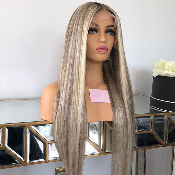 Allove Hair New Arrival 13x4 Blonde Wig With Brown Highlights #P10/613 Straight Hair 13x6 Lace Front Wigs