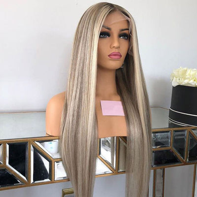 Allove Hair New Arrival 13x4 Blonde Wig With Brown Highlights #P10/613 Straight Hair 13x6 Lace Front Wigs