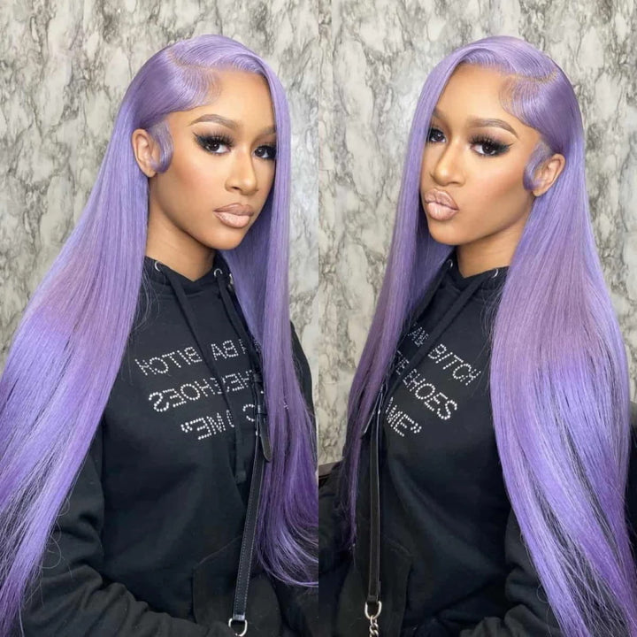 Allove Hair Light Lavender Wig Straight/Body Wave 13x4 Glueless Wear to Go HD Lace Wigs