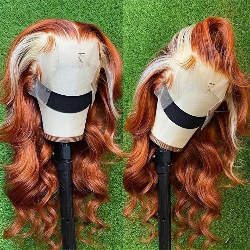 Allove Ginger Pre Plucked Blonde Ombre Body Wave HD 13*4 Lace Front Human Hair Wig 150% Density