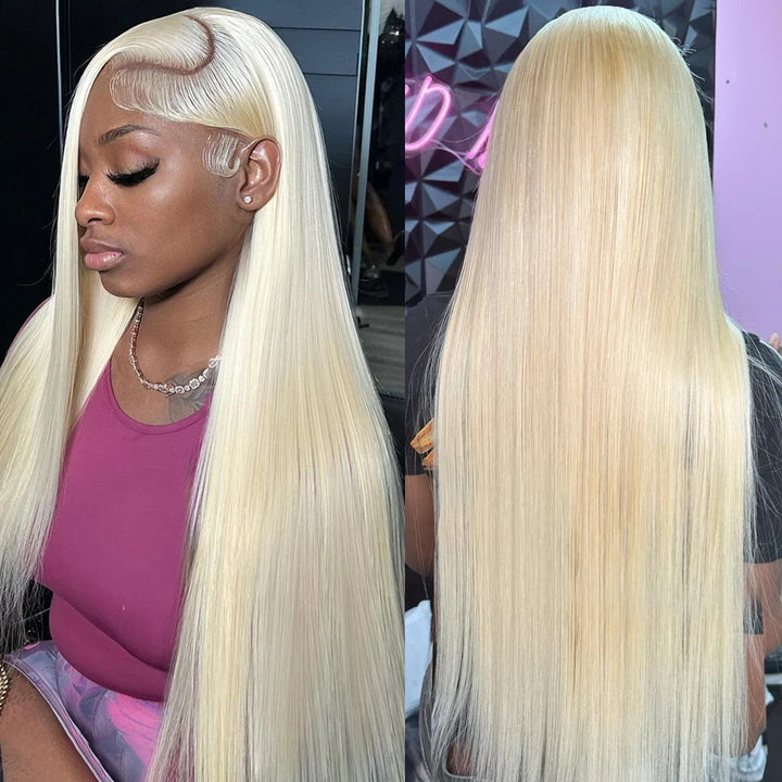 40 Inch 613 Blonde Color Wear & Go Straight Hair 13x4 HD Lace Front Glueless Wigs