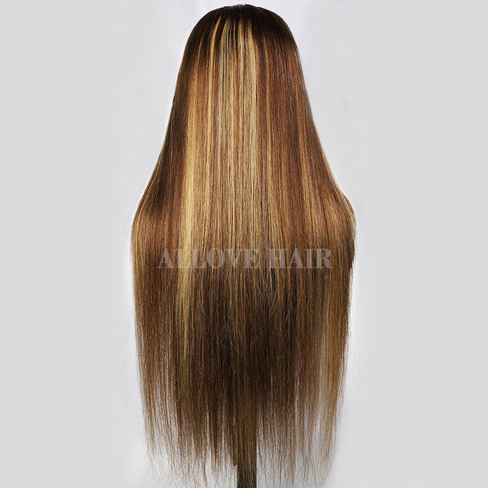 Honey Blonde PPB Glueless Wigs Straight Pre-Cut Transparent 5x5 Lace Closure Wigs