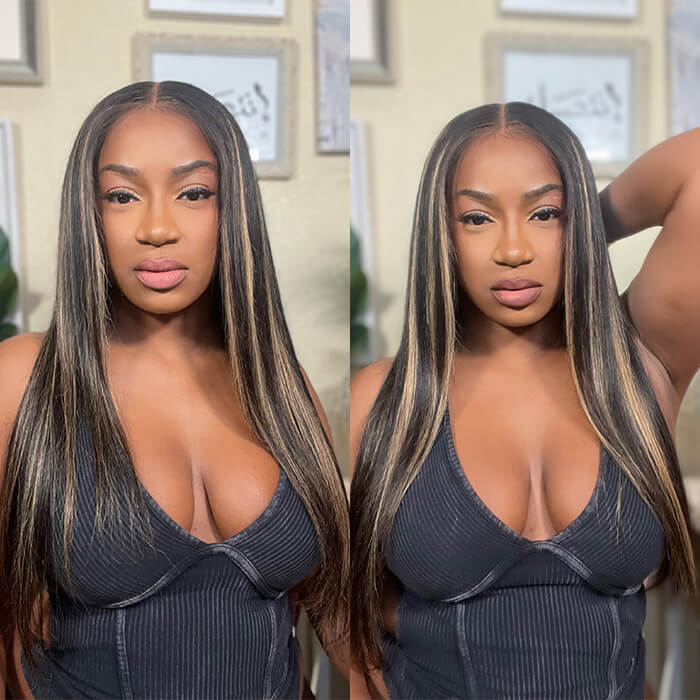 Pre Cut Wear & Go Lace Wig | P1/27 Black Highlights 13*4 Straight Hair Lace Front Wigs 180% Density