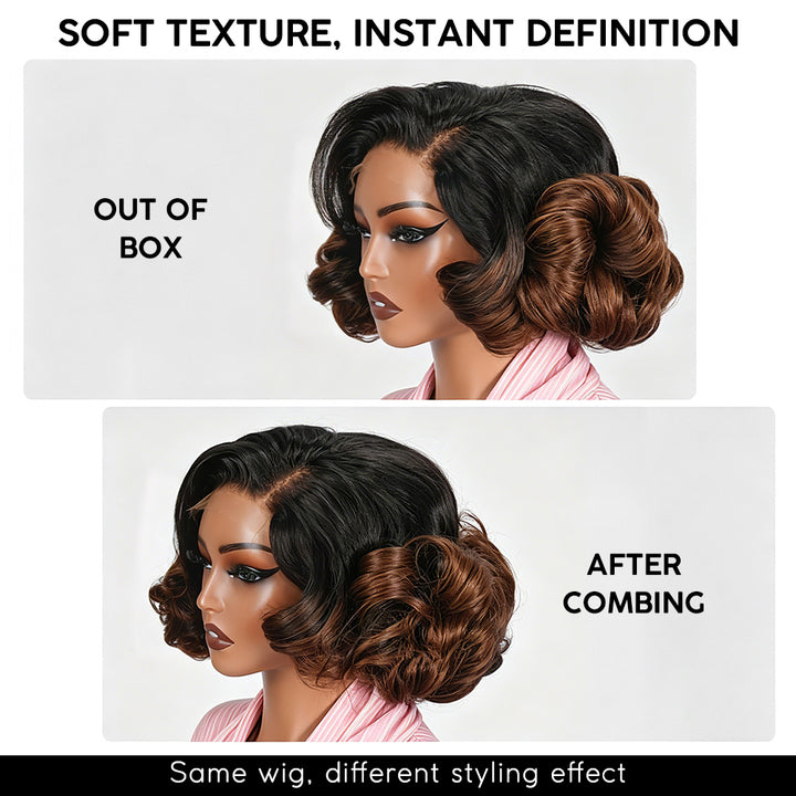 300% Density Raw Vietnamese Double Drawn Human Hair Bob Wig Ombre Brown 5x5 HD Lace Closure Wigs