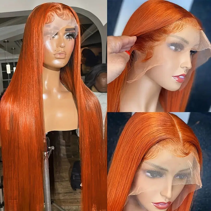 [ Halloween Deal - No Code Needed] Ginger Orange Straight / Body Wave Human Hair 13x4 Lace Frontal Wig Flash Sale