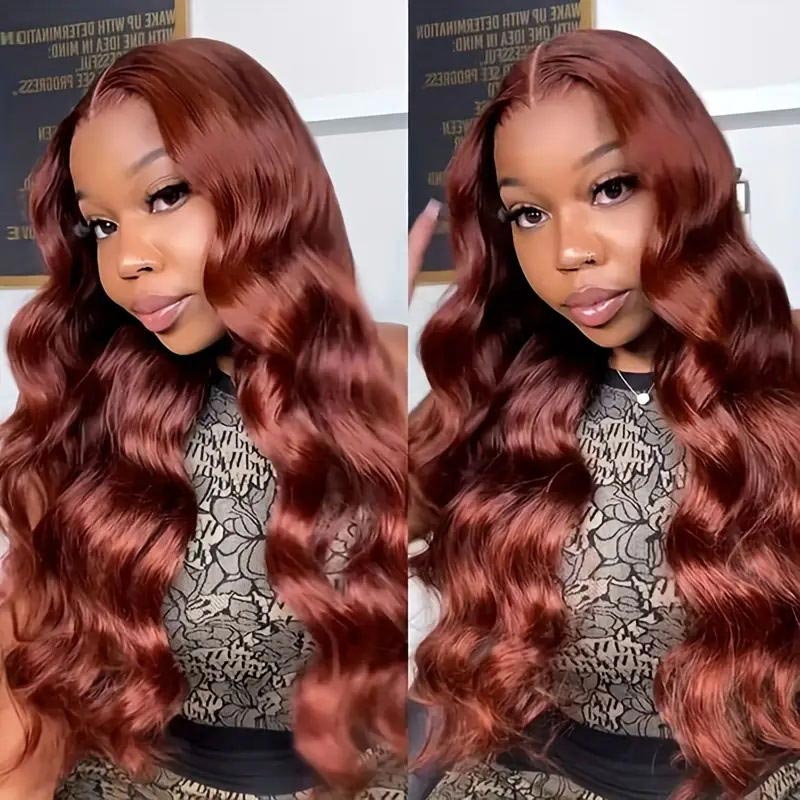 Allove Auburn Brown Barbie Hair Body Wave 13x4 HD Glueless Lace Frontal Human Hair Wig