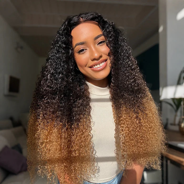 Allove Luxury Curly Wig 13x4 13x6 HD Lace Front Wig Ombre Brown T1B/4/30 Colored Wear Go Glueless Human Hair Wig - AlloveHair
