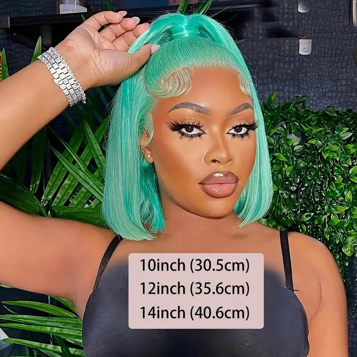 Allove Pink/Green/Blue Colored Straight BOB Lace Front Wigs 150% Density Virgin Human Hair Wigs