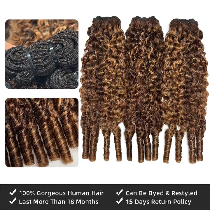 4/27 Highlight Burmese Curly Hair Bundles 100% Human Hair Extension for Sew in