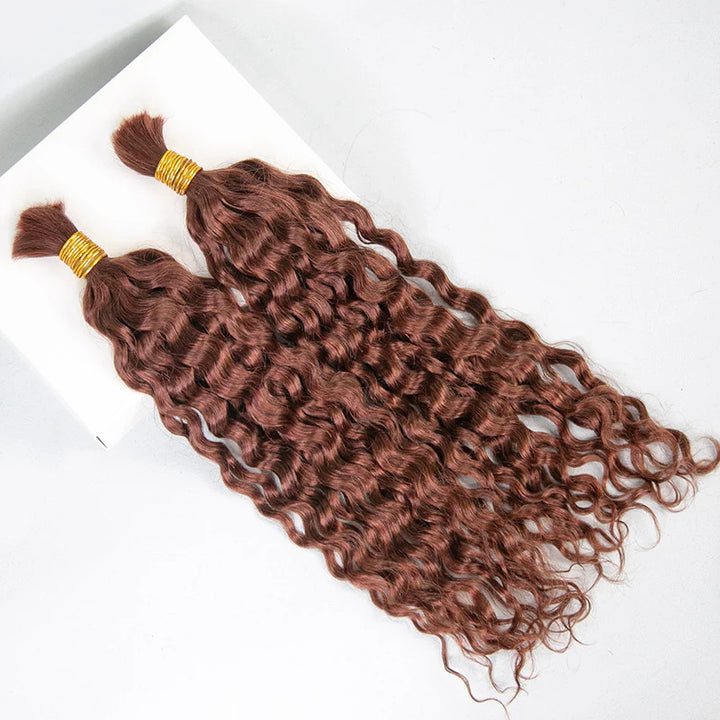 Allove #33 Dark Auburn Reddish Brown Bulk Human Braiding Hair Water Wave