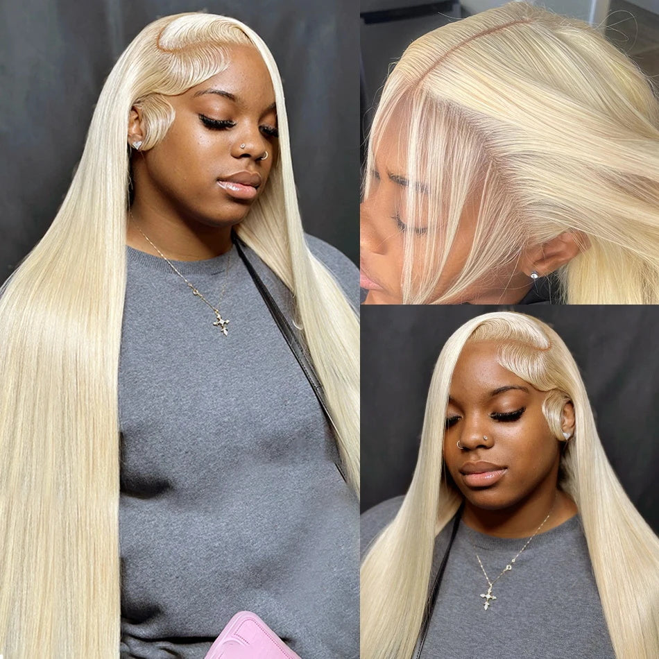 40 Inch 613 Blonde Color Wear & Go Straight Hair 13x4 HD Lace Front Glueless Wigs