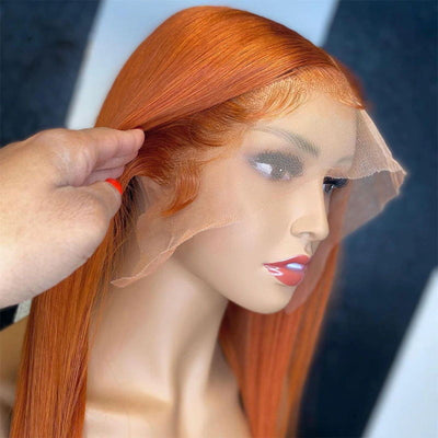 Orange Ginger Color Hair 13x4x1 Lace Part Straight/Body Wave Human Hair Wigs for Women