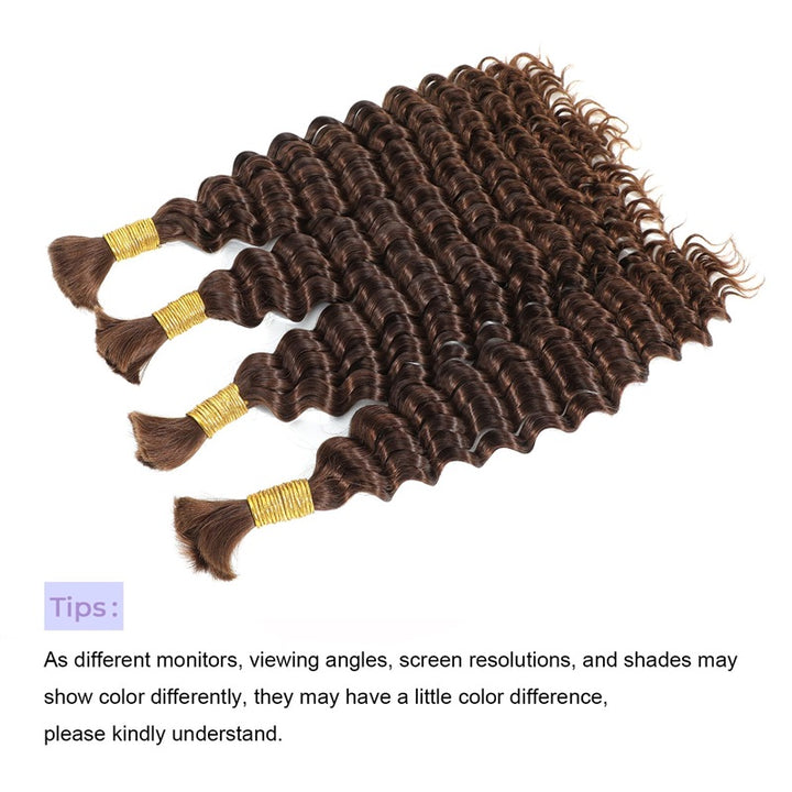 Allove #4 Deep Wave Bulk Human Hair For Braiding Crochet Micro Boho Braids For Black Women