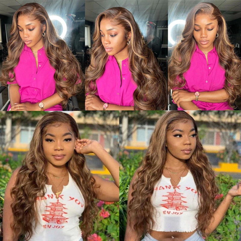 Pre Cut Lace Wig | P4/27 Brown Highlights Glueless 13*4 Body Wave Lace Front Wigs 180% Density