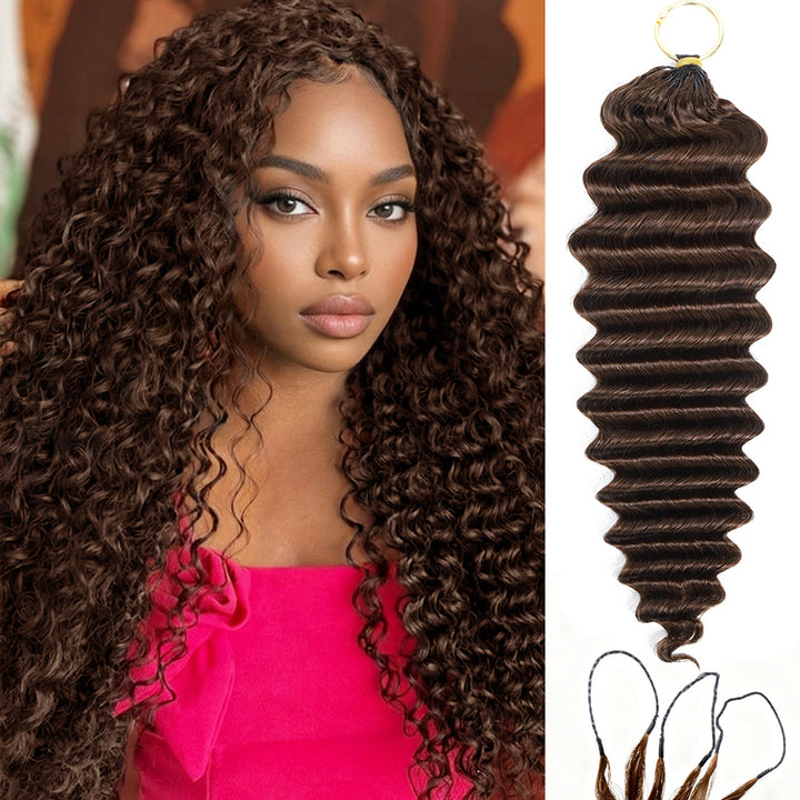 #4 Dark Brown Premium Deep Wave Crochet Human Hair for Miracle Knots Soft Defined Curls Easy Install
