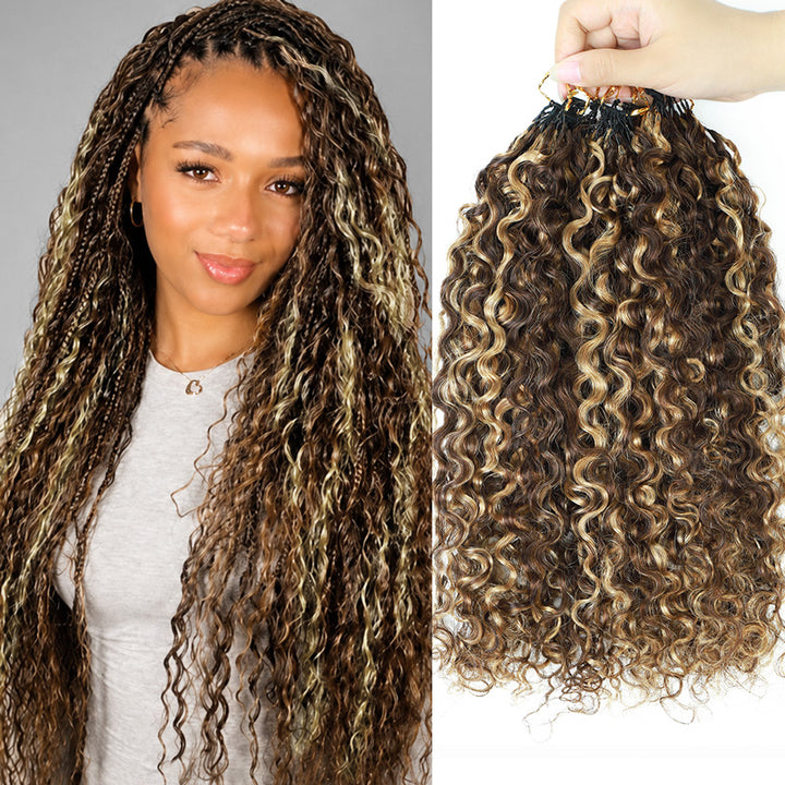 P4/27 Kinky Curly Feather Crochet Human Hair Highlight Boho Braids Crochet Weave Hair Extensions Pre Separated Hair Bundles