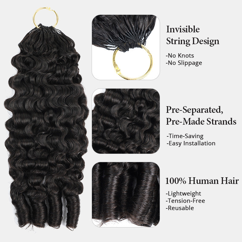 Burmese Deep Curly Crochet Human Hair Miracle Knots Friendly for Boho Braids Salon-Quality Feather Crochet Human Hair Extensions - AlloveHair
