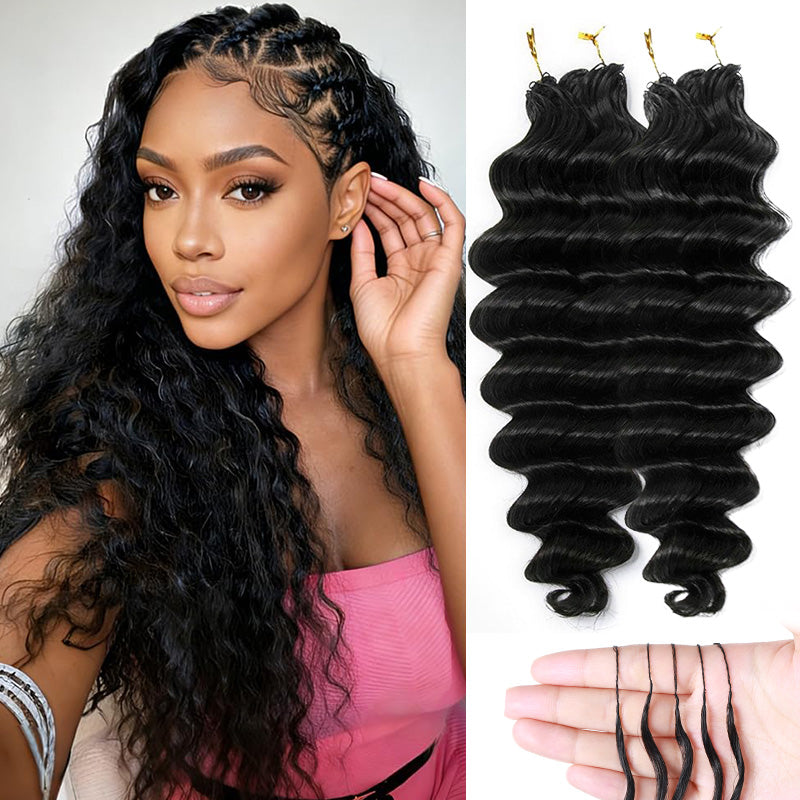 Pre-Separated Loose Deep Wave Crochet Human Hair 20 Inch for Boho Braid Styles Lightweight Machine Made Feather Crochet Human Hair Extension - AlloveHair