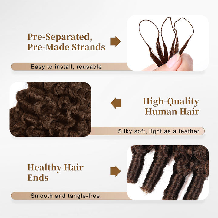 #4 Chocolate Brown Burmese Curly Feather Crochet Human Hair for Braiding No Weft Human Hair Extensions - AlloveHair