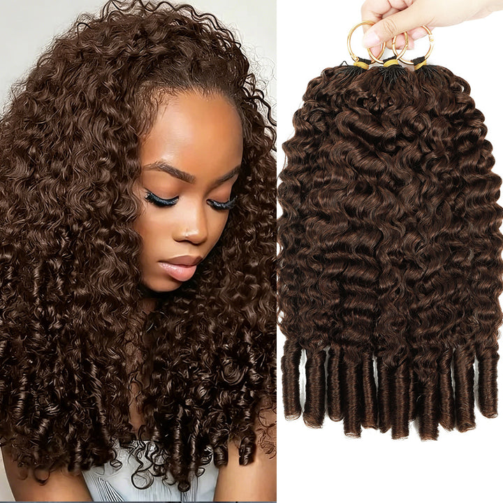 #4 Chocolate Brown Burmese Curly Feather Crochet Human Hair for Braiding No Weft Human Hair Extensions