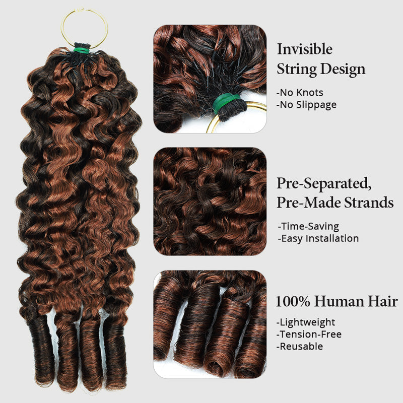 P4/30 Highlight Brown Burmese Curly Crochet Human Hair for Miracle Knots Pre-Separated 50g/Pack
