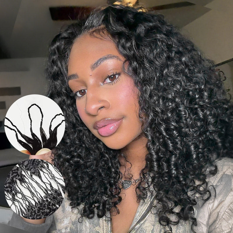 Burmese Curly Crochet Human Hair Natural Black Machine Made Feather Crochet Human Hair Extension 60G/Pcs - AlloveHair