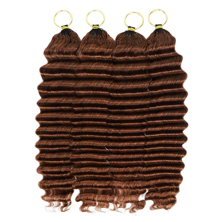 #30 Light Brown Deep Wave Crochet Hair for Boho Braids Pre-Separated Feather Crochet Human Hair Extension Protective Hairstyle