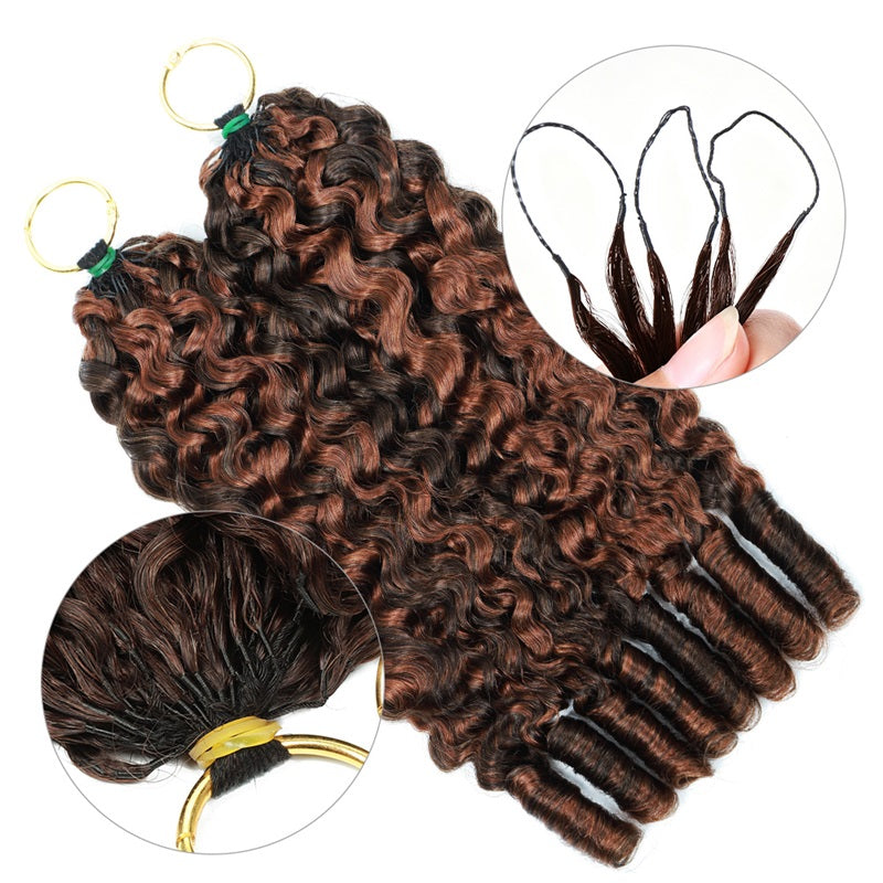 P4/30 Highlight Brown Burmese Curly Crochet Human Hair for Miracle Knots Pre-Separated 50g/Pack