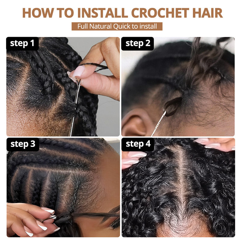 #30 Brown Burmese Curly Human Hair For Braiding Pre-Separated Feather Crochet Weave Hair Extensions with Miracle Knots