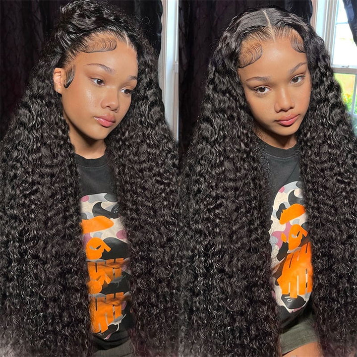 13x6 Transparent Lace Front Human Hair Wigs Kinky Curly Hair with Pre Plucked