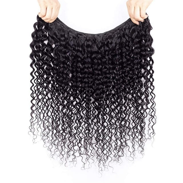 Brazilian Kinky  Curly Hair 3 Bundles with Transparent 4*4 Lace Closure