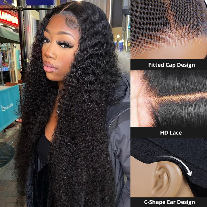 Allove Hair C-Shape Wear & Go 6x6 HD Lace Closure Curly Wig 180% Destiny