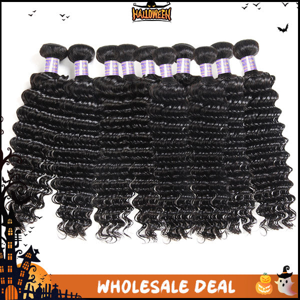 Wholesale 8A Deep Wave Virgin Human Hair 10 Bundles Deal