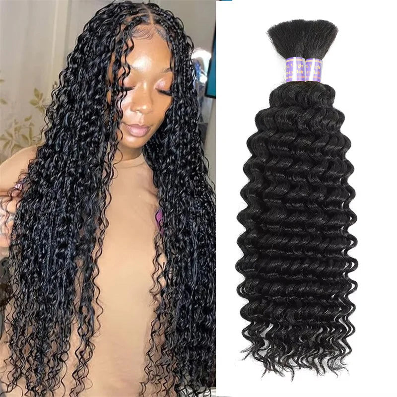 Overnight Shipping Deep Wave Bulk Human Hair For Braiding No Weft 100% Human Hair Extensions - AlloveHair