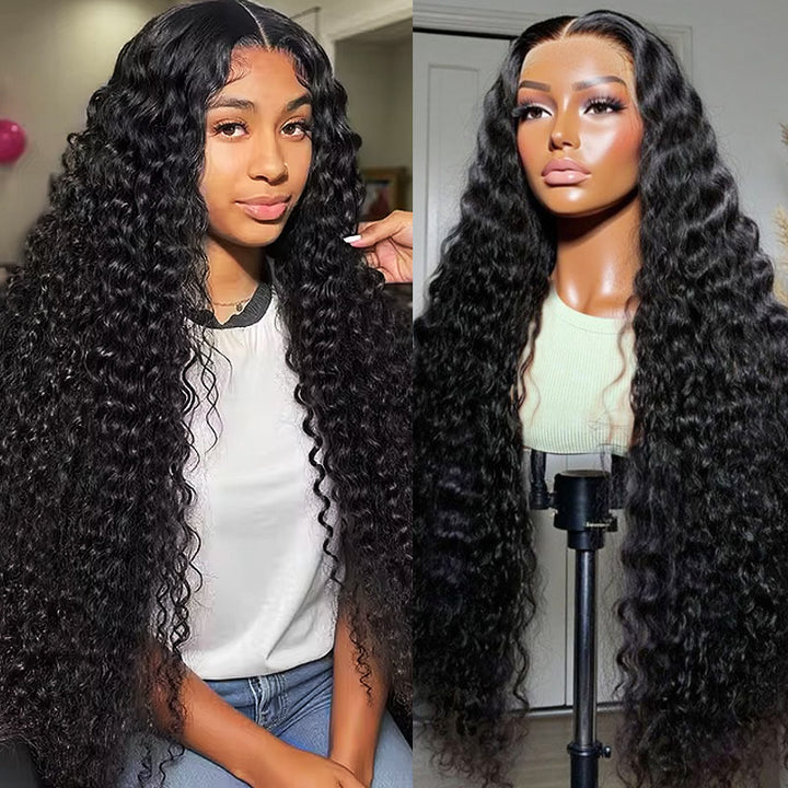 [13*4 Full Lace Front Wigs] 30 Inch Long Wigs Deep Wave Curly Human Hair Wig - AlloveHair