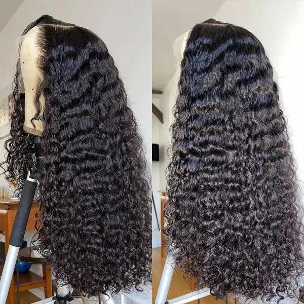 24 Inch = $185 | 13x6 HD Lace Frontal Deep Wave Human Hair Wig 180% Density