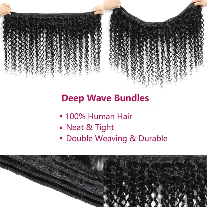 Allove Hair Deep Wave Buy 3 Bundles Get 1 Free Lace Closure
