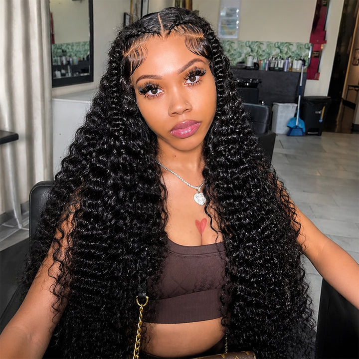 250% Density Pre Braided Deep Wave Wig 13x4 13x6 Full HD Lace Frontal Wig With Pre Bleached Knots Glueless Wigs